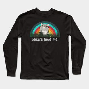 please love me/cat vintage Long Sleeve T-Shirt